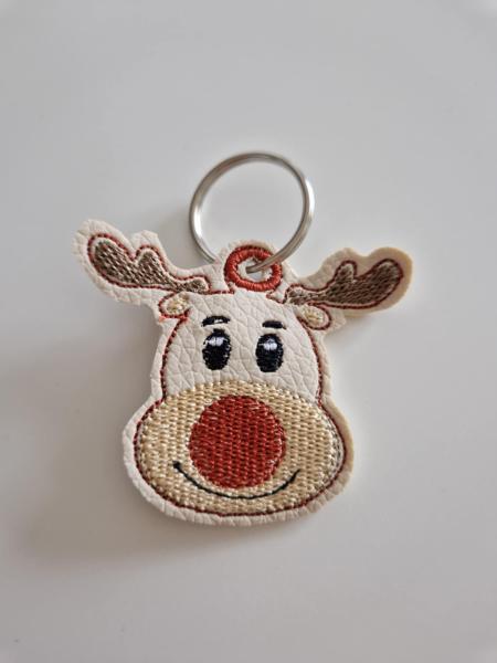 ITH-Stickdatei Schlüsselanhänger Rentierkopf